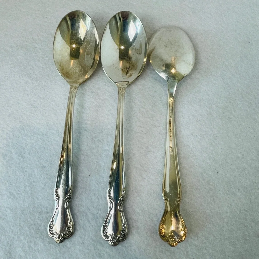Rogers & Bro Daybreak Silver Plate Soup Spoons Set of 3 Reinforced Plate Vintage